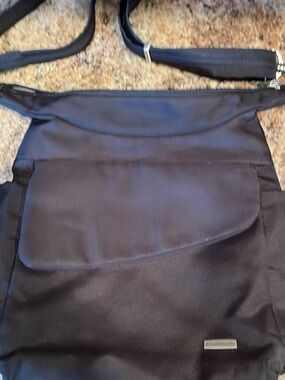 Travelon Black Nylon Crossbody with Metal Logo Plate